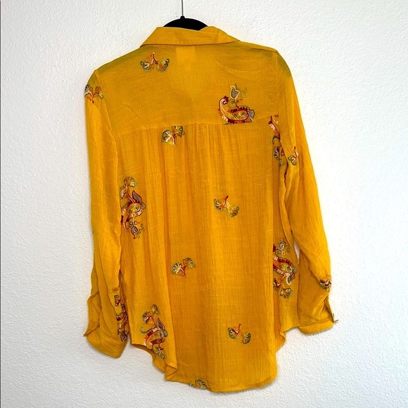 Anthropologie Yellow Embroidered Blouse - Picture 2 of 6